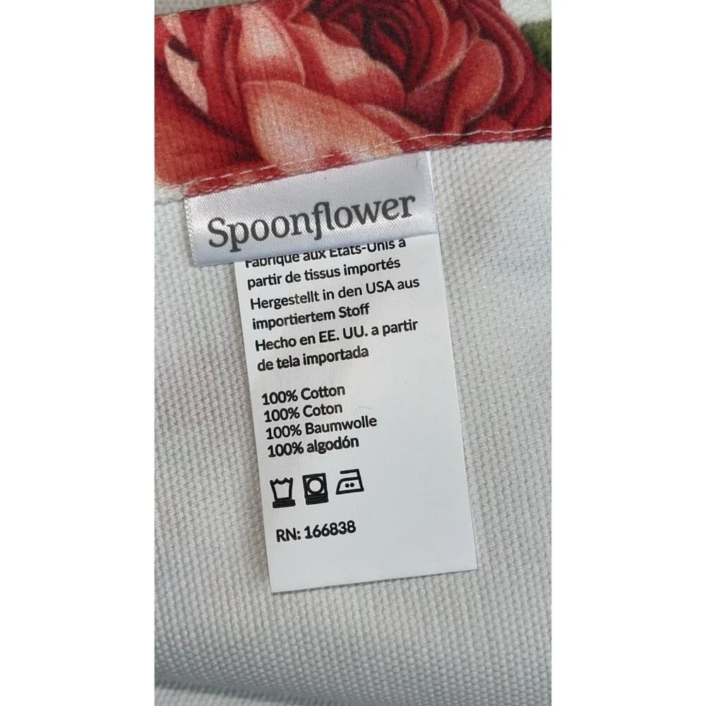 Spoonflower Floral / Red Rose 100% Cotton Curtain Panels 2- 84”X48” New w/o tags
